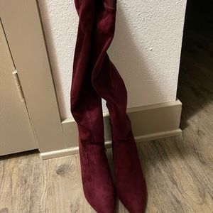 Shoe Dazzle- Maroon over the knee boots